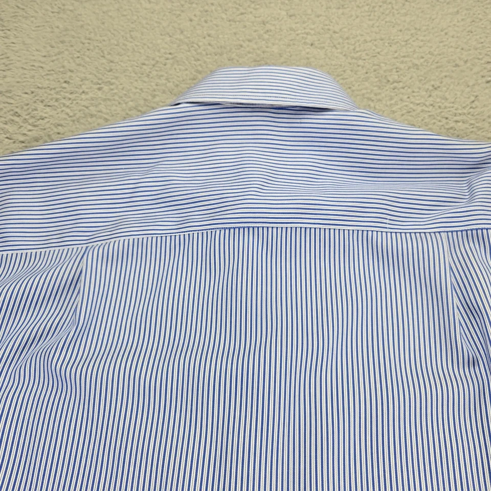 Donald J. Trump Shirt Mens 16.5 - 32/33 Blue Striped Non-Iron French Cuff - Image 4 of 4