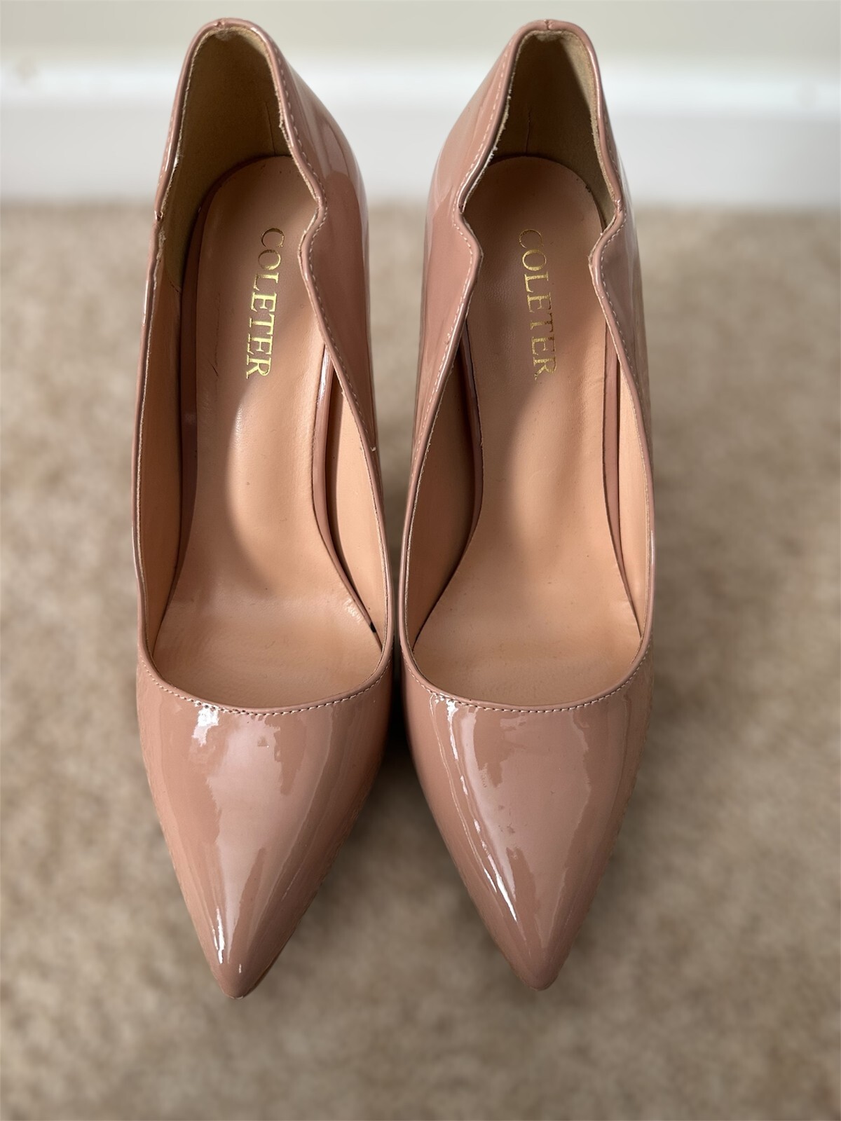 Nude Pointy Toe Pumps with Stiletto Heels, Beige or Nude, Size 7