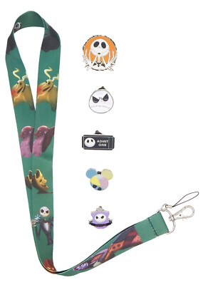 Jack Skellington Nightmare Before Christmas Lanyard set w/ 5 Disney Pins ~ NEW