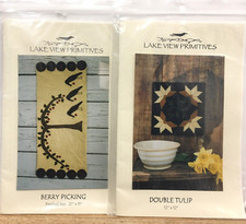 Lake View Primitives Berry Picking Double Tulip Penny Rug Quilt Block Patterns