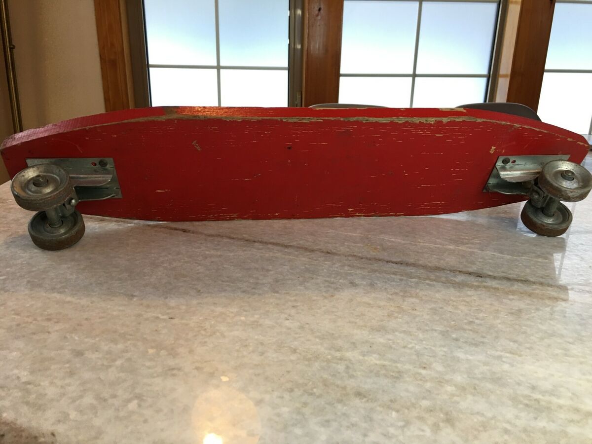 Rinky-Dink Surf Board Vintage Wood Wooden Steel Wheels Rinky-Dink Surf Board Vintage Wood Wooden Steel Wheels