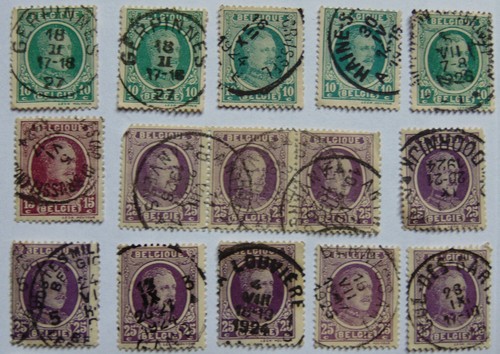 97 Freimarken (.) aus Belgien, King Albert I, 1922 bis 1925, Mi 171 u.a. - Bild 4 von 16