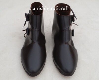 Viking Boots Leather Toggle Boots Norse Style Footwear Nordic Toggle Boots
