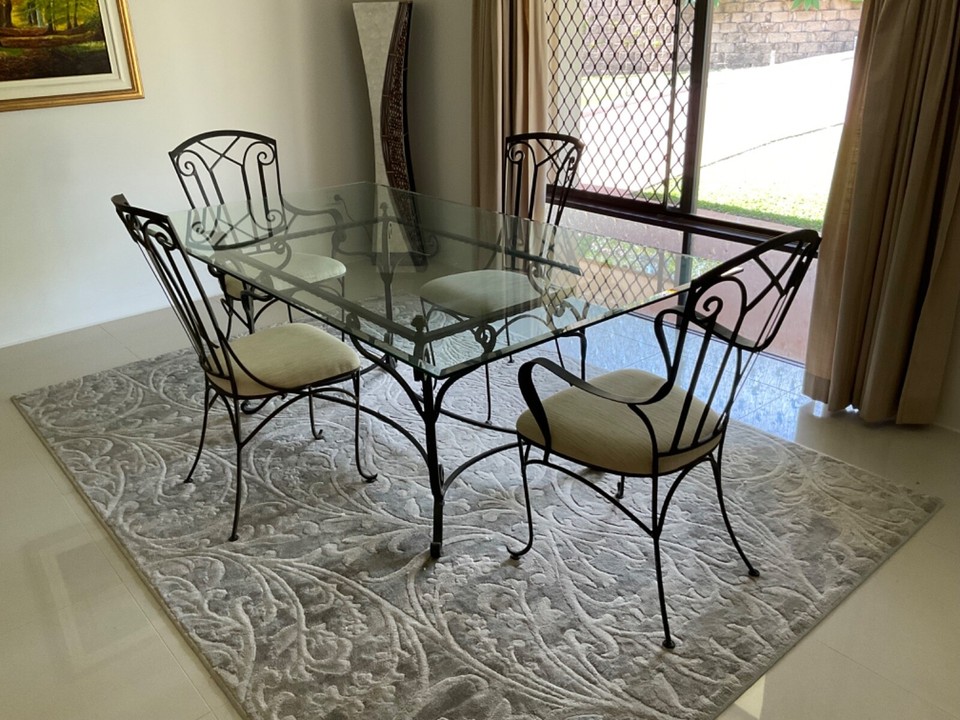 glass dining table and 6 chairs used eBay