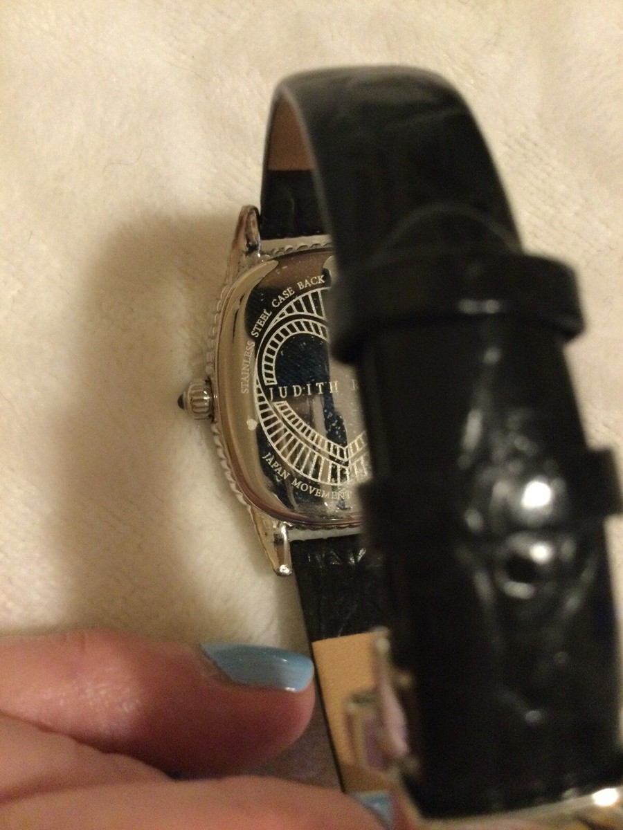 Judith Ripka Watch - Sterling Silver Case Black Leather Band Judith Ripka Mother-Of-Pearl Silver-Tone Black Saffiano  main image 4