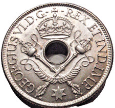 1938 GEM BU British New Guinea, 1 Shilling, George VI STERLING SILVER KM#8 Unc