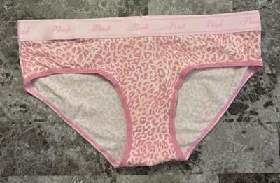 NWT VICTORIA'S SECRET PINK M LEOPARD CHEETAH LOGO THICK BAND HIPHUGGER PANTIES