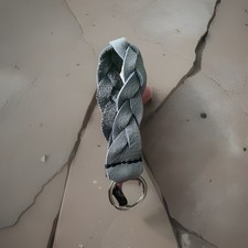 Handmade Grey Braided Leather Keychain