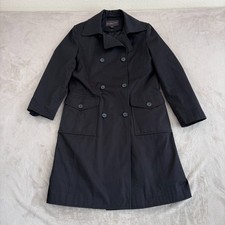 Vintage Pendleton Double Breasted Long Trench Coat Black Women 8 Removal Liner