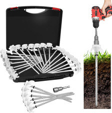 12 Pack 8" Heavy Duty Metal Tent Stakes, Screw in Tent Stakes, Ground Anchors fo