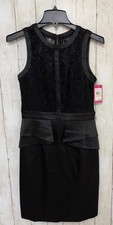 Vince Camuto Womens Sheath Dress Size 4 Black Lace Peplum Cocktail NWT