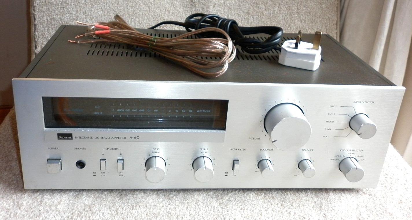 Rare Sansui A-60 Amplifier with MM Phono Stage -Made in Japan-Free quality wires