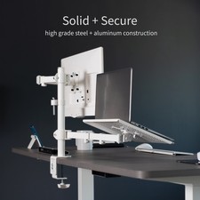 VIVO White Adjustable Laptop  Monitor Desk Mount Stand, Fits 1 Screen up to 32"