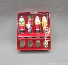 Vintage New 2003 Set of 4 Boston Warehouse Palm Tree Santa Spreader, # 12077