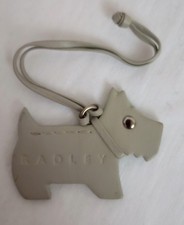 Original Radley London Leather Dog Tag. Handbag Charm. Grey. Great Condition.