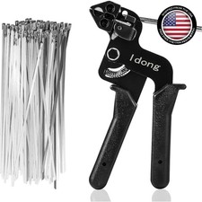 Cable Tie Tool Gun Stainless Steel Cable Tie Tool With 100pcs Metal Zip Ties Cable Tie Tool Gun Stainless Steel Cable Tie Tool With 100pcs Metal Zip Ties