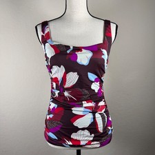 ATHLETA Women  s Square Neck Bra Tankini Top 34 B/C Hero Bloom Decadent Chocolate