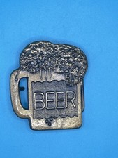 BEER mug - Suds flowing over Vintage cutout shaped belt buckle