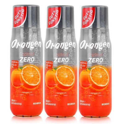 Gut & Günstig Getränke-Sirup Orange Zero 500ml ergibt ca. 12 Liter (3er Pack)