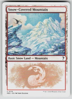 Snow-Covered Mountain (White Border) Common Mystery Booster 2 119 MTG NM 2024