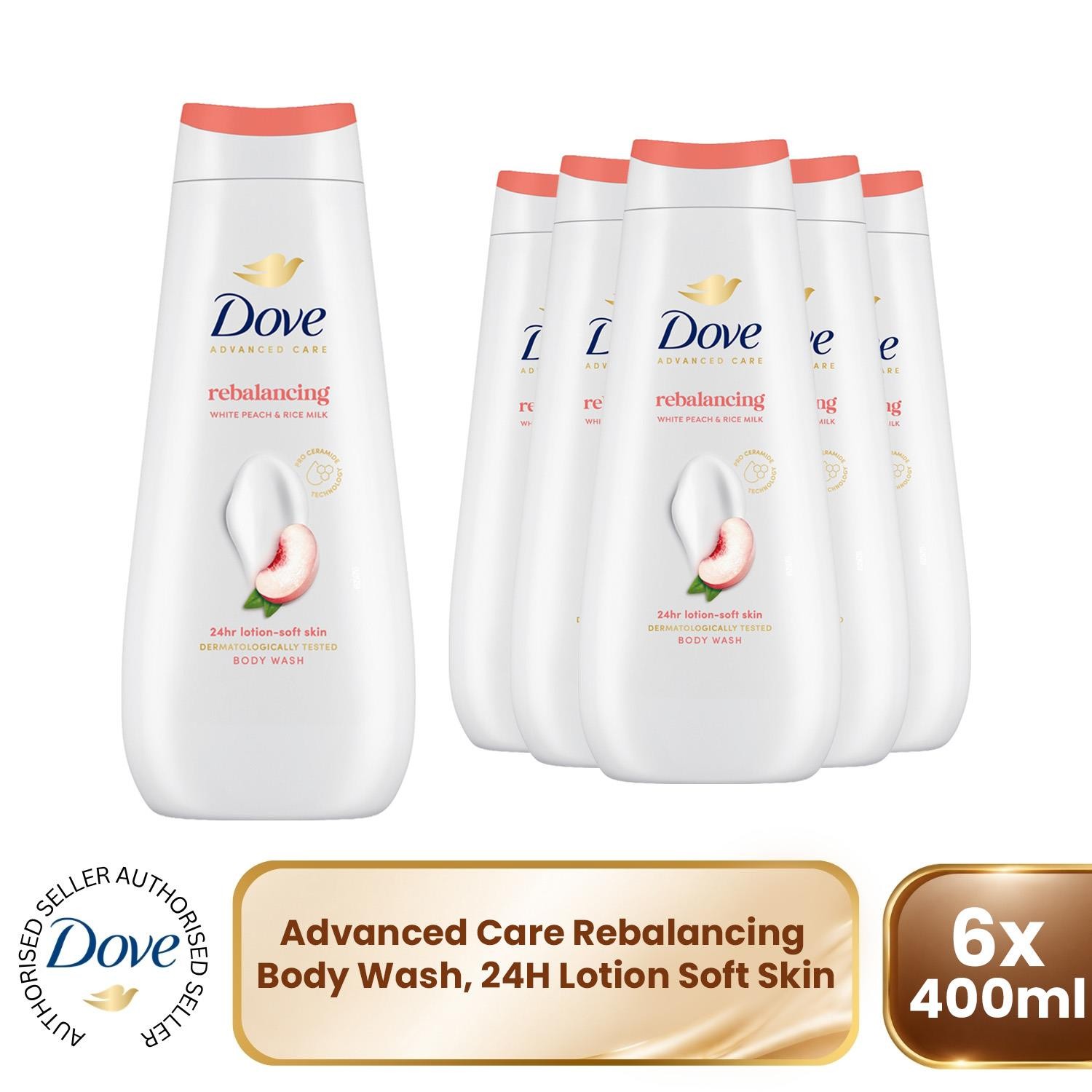 Dove Advanced Care Rebalancing Body Wash 400ml 1/3/6/12 Pack, 24H Soft Skin - Image 4