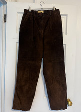 Vintage Margaret Godfrey Genuine Suede Leather Pants Brown, Sz 10
