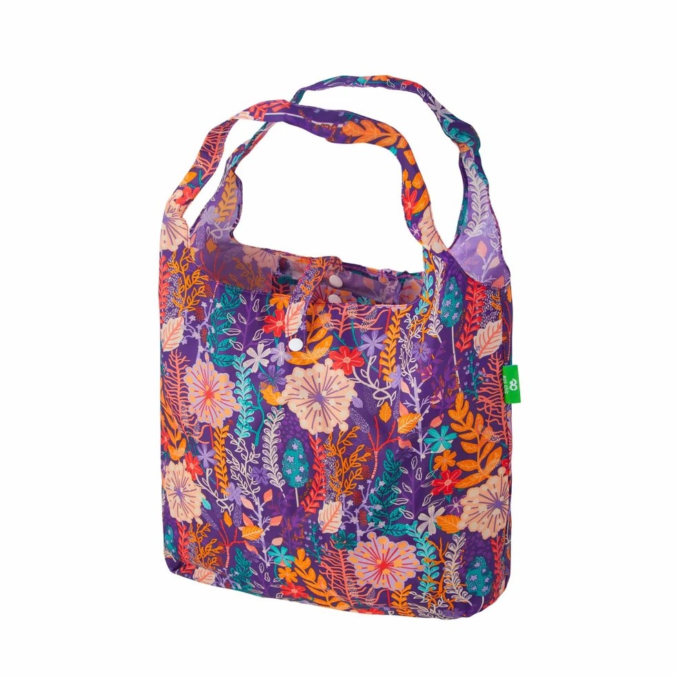 Eco Chic Foldable Reusable Shopping Bag Lush Floral Purple (EC-A82PP)
