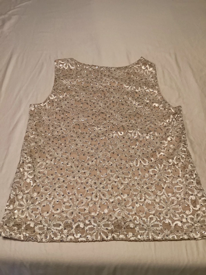 J.T.B. Lace Glittery Tank Blouse Size Large - Image 3 of 4