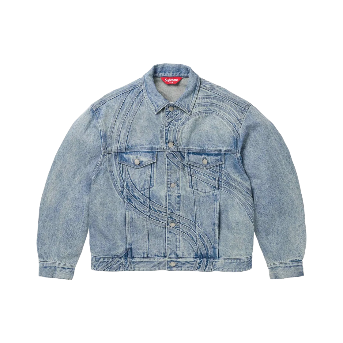 Veste camionneur en denim logo Supreme S bleu délavé   24SS