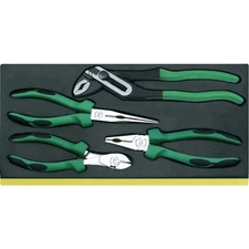 96830622 4-Piece Pliers Set in TCS Inlays, Includes Combination, Flat-Nose, W...