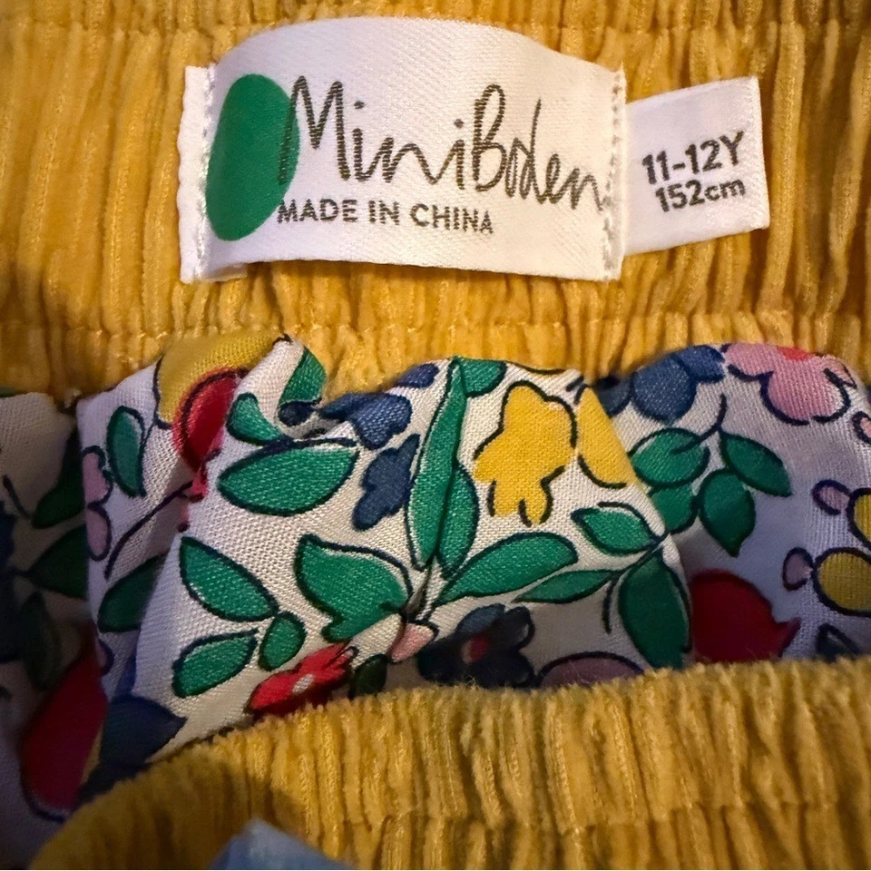 Mini Falda de Pana Boden Niñas Talla 11-12Y Amarilla Pull-On Otoño Ropa Escolar Foto 4 de 4