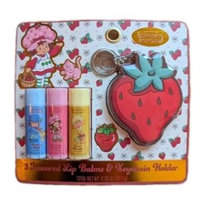 Strawberry Shortcake 3 Pack Flavored Lip Balm Keychain Set. New In Packaging