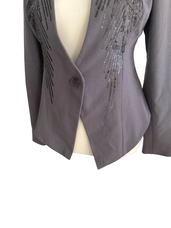 Chaqueta Blazer IMAN Gris Lentejuelas Adornada Talla XS NUEVA SIN ETIQUETAS Foto 4 de 4