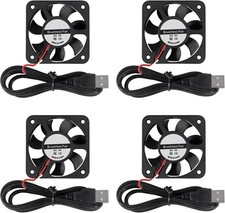 50mm Fan 5V USB Brushless DC Cooling Fan, 4 Pack Speed 4200 RPM Fan for Small...