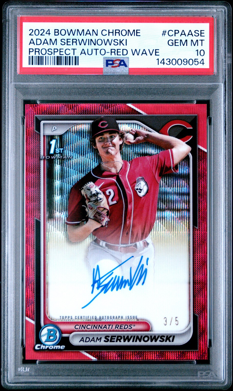 2024 Bowman Chrome Adam Serwinowski Red Wave 1st Rookie Card RC Auto /5 PSA 10