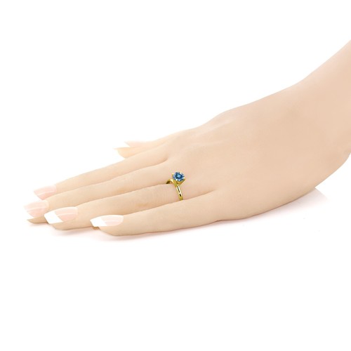 14K Yellow Gold Persian Blue Moissanite Solitaire Engagement Ring For Women - Picture 3 of 4