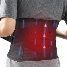 Heated Lower Back Brace for Back Pain, Back Support Belt with Heat Metal Stays