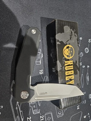 Kubey Carve Folding Knife with G10 Handle, AUS-10 Plain Edge, Blackwash KB237F