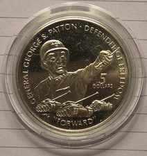 1990 Niue General George S. Patton Defender of Freedom WWII 5 Dollars Coin 38mm