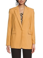 DKNY Single-Button Blazer Women's 16 Whiskey Notch Lapel Flap Pocket Long Sleeve