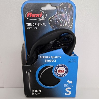 New Flexi The Original Black Retractable Nylon Dog Leash Cord Small 26 lbs Max