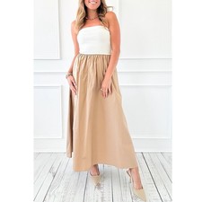 NWT By the River Maxi Dress – Strapless Two Tone Neutral – Size S