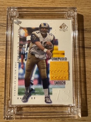 Kurt Warner Jersey Fusion   Game Used Swatch   St. Louis Rams   Encased