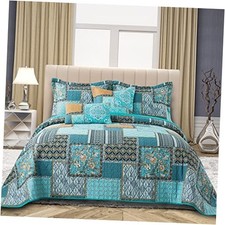 Cotton Quilt Queen Size Bedding Queen 90"  98" Green Chic Floral Pattern