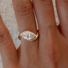 2.0ct Marquise Cut Lab‑Created Diamond Test Pass Prong Solitaire Setting Ring