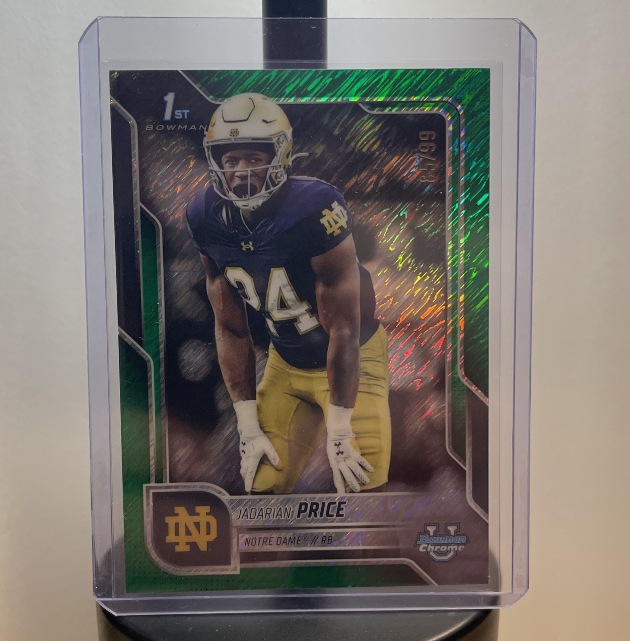 2025 Bowman Chrome U #117 Green Shimmer Jadarian Price /99 Notre Dame