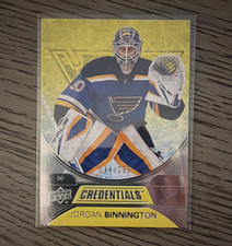 2021-22 Upper Deck Credentials Jordan Binnington Yellow #50 /299 St. Louis Blues