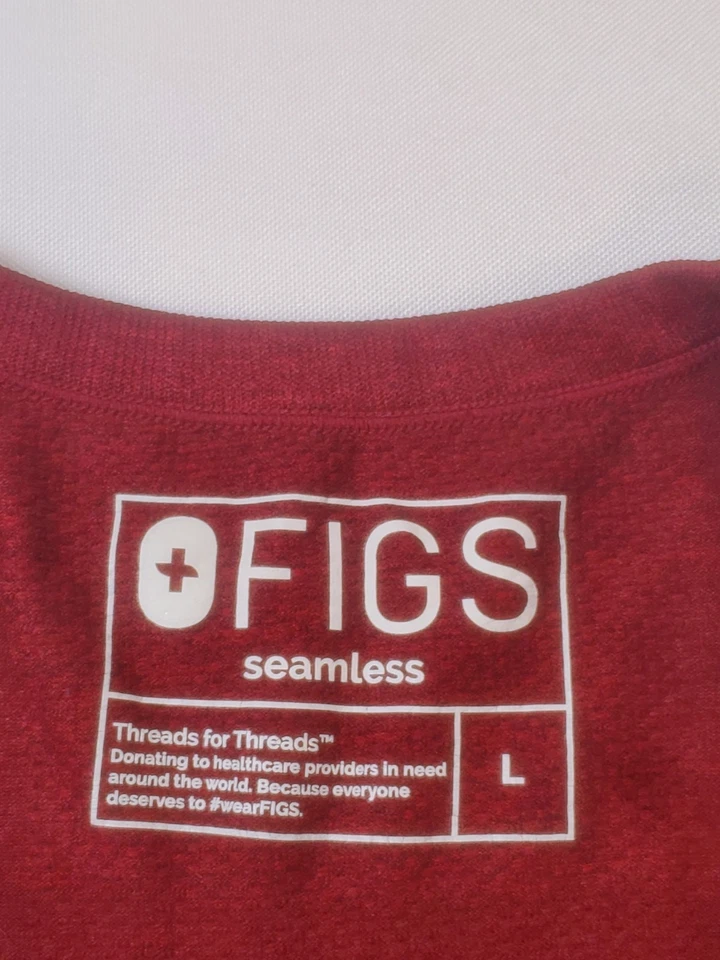 Camisa sin costuras FIGS talla grande roja manga larga rendimiento elástica hombre Top Foto 3 de 4