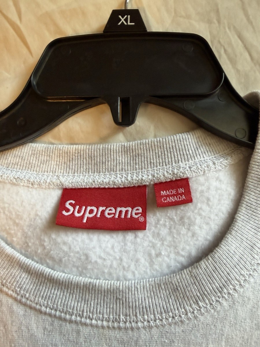 Supreme Ash Grey Box Logo Crewneck FW18 Size Large 100% Authentic