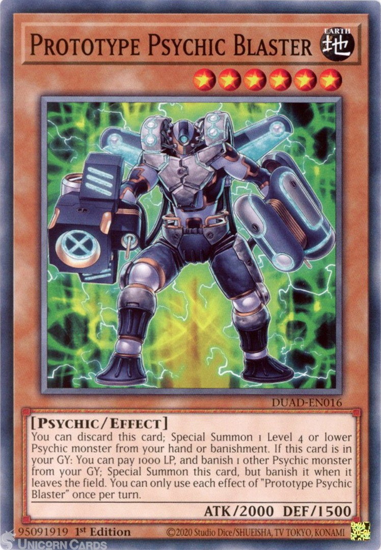DUAD-EN016 Prototype Psychic Blaster : Common 1st Edition Mint YuGiOh Card